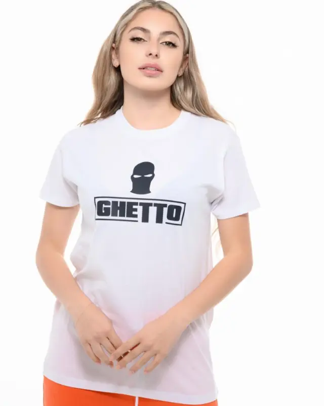 Ghetto White T-Shirt Mask Logo Unisex | Streetwear T-Shirt 2