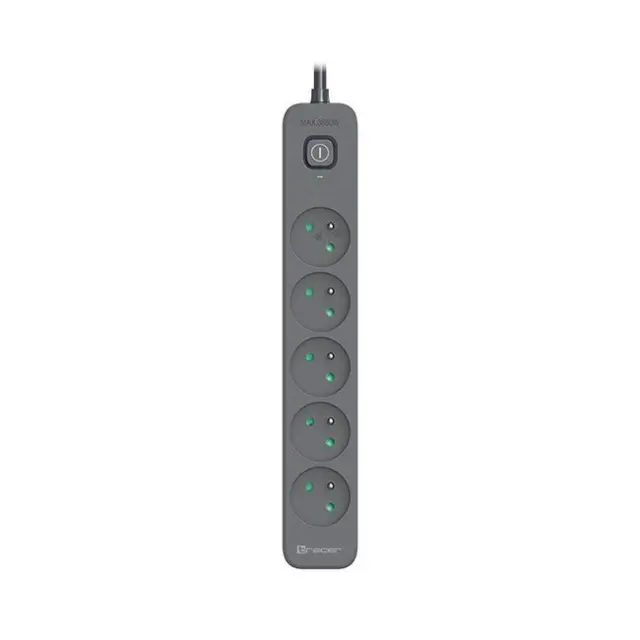 Tracer Power Strip Power Line+ 5,0m 5-socket Graphite (TRALIS47429)