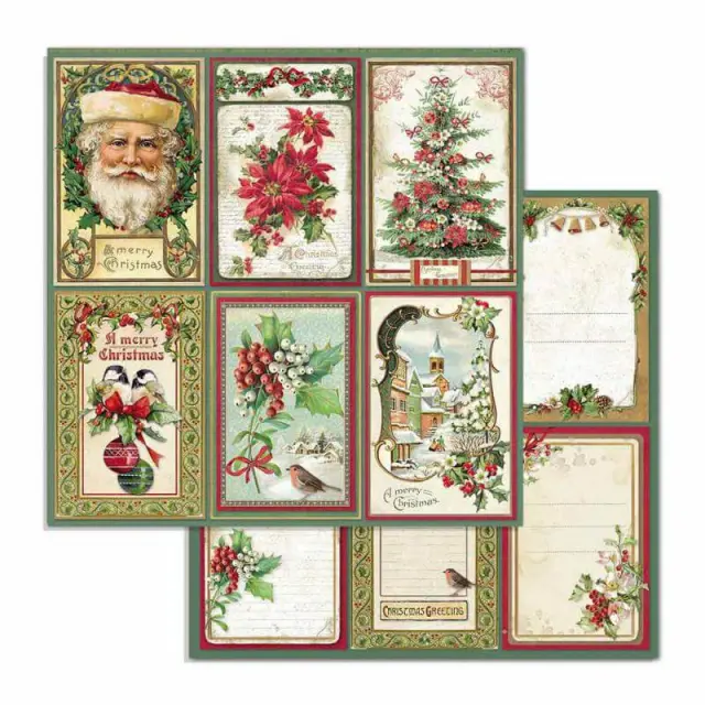 Χαρτί Scrapbooking Stamperia Διπλής Όψης - Classic Christmas Cards - 31x30cm