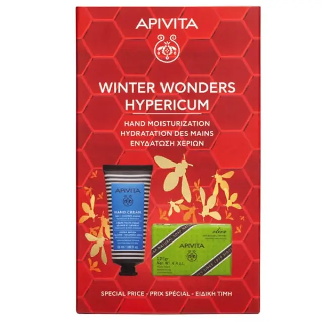 Apivita | Promo Winter Wonders Hypericum Κρέμα Χεριών για Ξηρά & Σκασμένα Χέρια 50ml & Φυσικό Σαπούνι με Ελιά 125gr