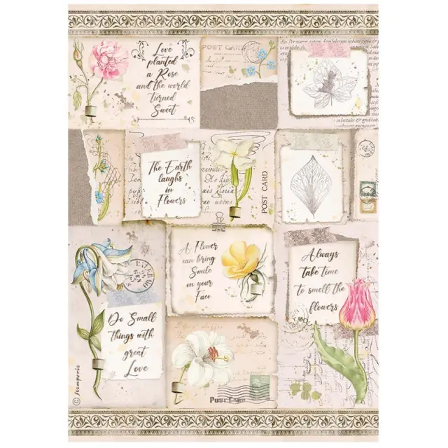Ριζόχαρτο Stamperia 21x29cm, Romantic Garden House, Letters and Flowers