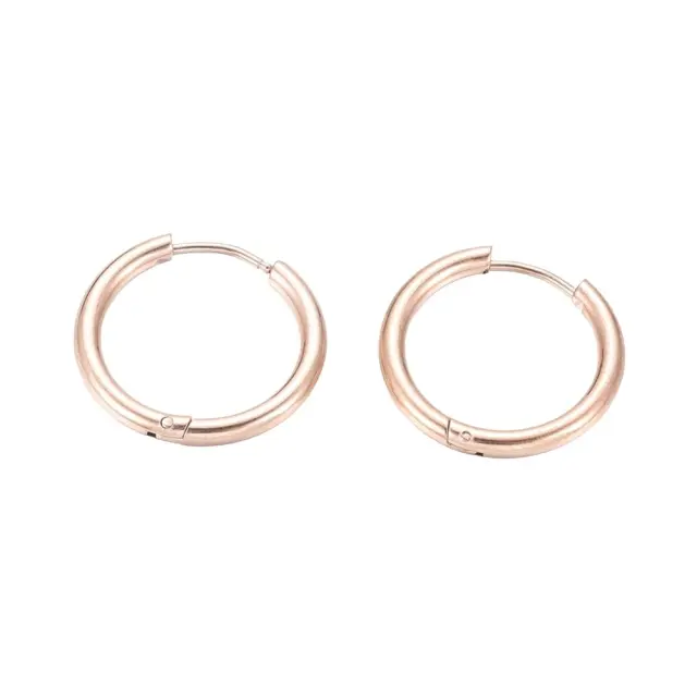 Σκουλαρίκι Hugie Hoop 21x2.5mm - 304 Ανοξείδωτο Ατσάλι Ροζ Χρυσό - 4τεμ