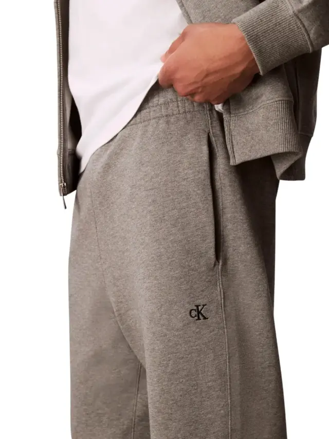 Calvin Klein - Ανδρικό Παντελόνι Φόρμας Eu 350Terry Monogram Regular Fit LV04RD241G-P7E Γκρι 3