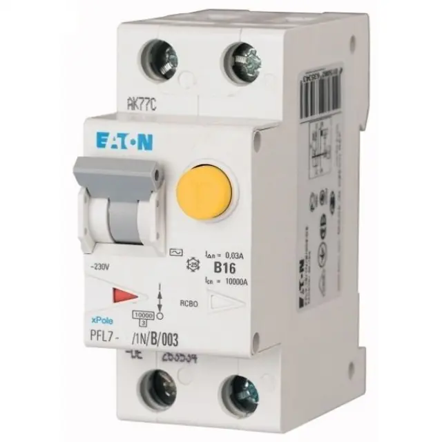 PFL7-16/1N/B/003-A RCD/MCB combination, 16 A, 30 mA, MCB trip characteristic: B, 1p+N, RCD trip characteristic: A