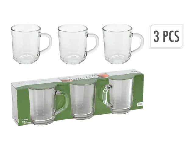 Σετ Κούπες Καφέ γυάλινες, χωρητικότητας 240ml - 3 τεμάχια YE5000040 2