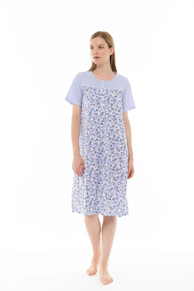 S1297 - Type - NIGHTGOWN CLASSIC BLUE FLOWER STRIPE - M