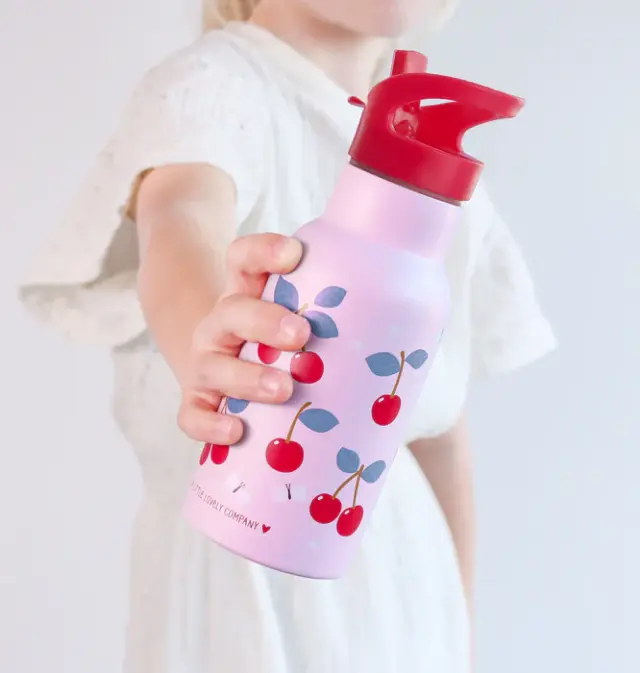 A Little Lovely Company Παιδικό Ανοξείδωτο Παγούρι Θερμός Cherries 350ml Με Καλαμάκι 2