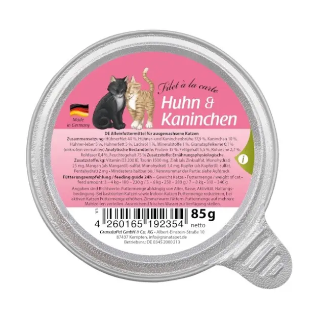 GRANATAPET Filet á la carte Chicken with rabbit - wet cat food - 85g