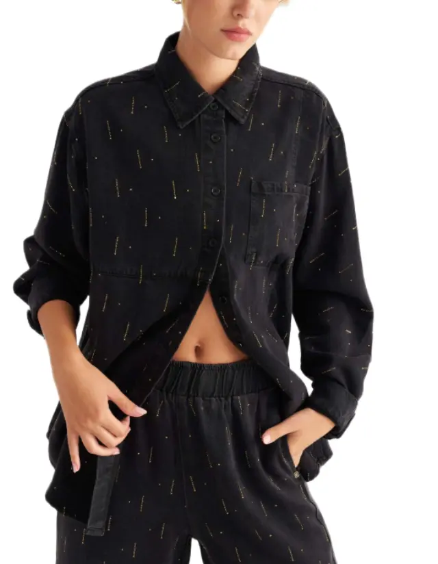 Attrattivo γυναικείο πουκάμισο oversized με στρας 9923761-1