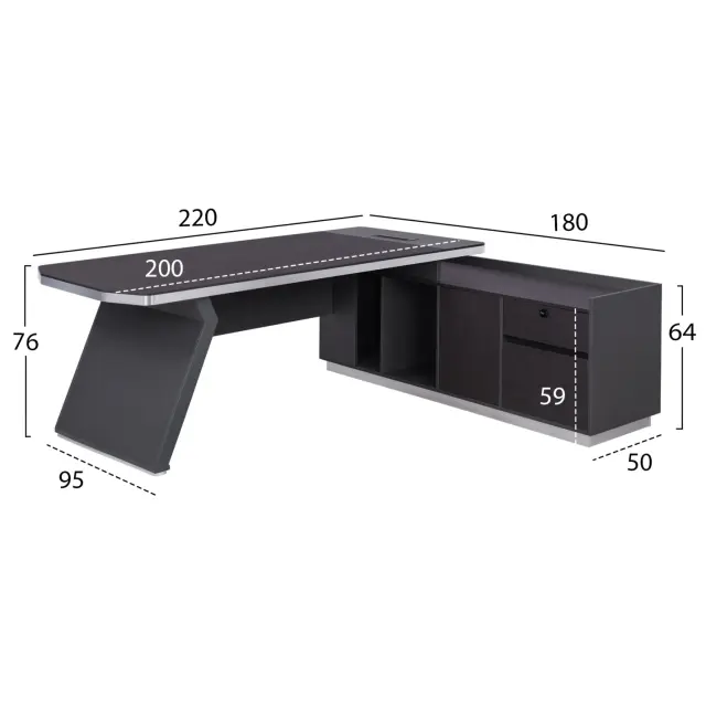 ΓΡΑΦΕΙΟ ΕΠΑΓΓΕΛΜΑΤΙΚΟ ΔΕΞΙΑ ΓΩΝΙΑ FB92084R 220X180X76Υ εκ. 2