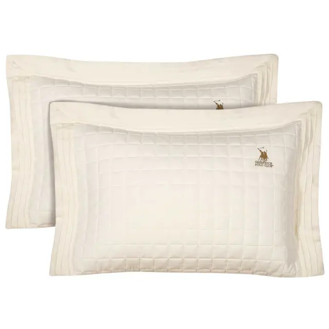 Ζεύγος Μαξιλαροθήκες 50x70+8 Oxford Classic Greenwich Polo Club 2355 Ecru 100% Microfiber