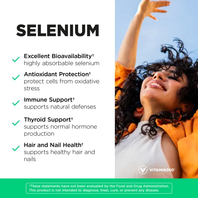Vitamin360 Selenium 200 mcg – L-selenomethionine, Thyroid Health 60 Veg Capsules 3