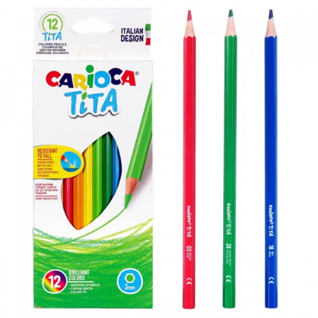 Ξυλομπογιές CARIOCA Tita 12 Χρώματα για Σχολείο & Ζωγραφική 2