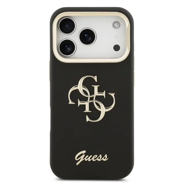 Guess PU Grained 4G Logo Stand Camera Frame Case for iPhone 17 Pro Black 3