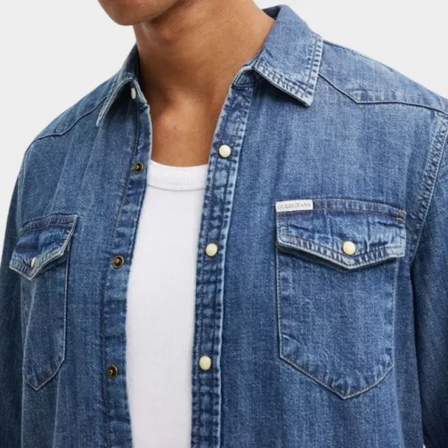 Πουκάμισο Guess Jeans M4YH55D5EI1_BLGJRW Μπλέ - XL 3