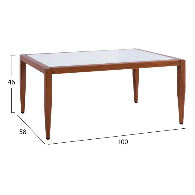 ΤΡΑΠΕΖΙ MEIR ΣΑΛΟΝΙΟΥ ΑΛΟΥΜΙΝΙΟΥ BAMBOO LOOK ΜΕ ΓΥΑΛΙ 100Χ58Χ46 FB95551.01 2
