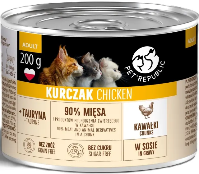 PETREPUBLIC Adult Stücke mit Huhn in Sauce box – Nassfutter für Katze – 200g