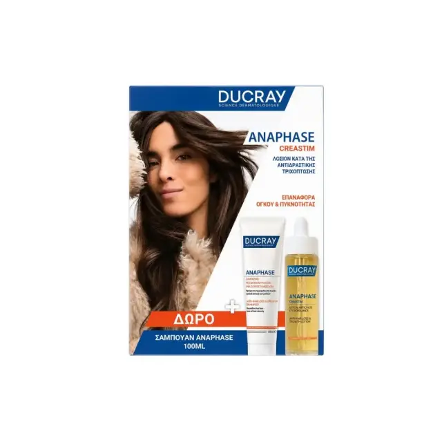 Ducray Promo Anaphase Creastim Λοσιόν Κατά της Αντιδραστικής Τριχόπτωσης, 60ml & Δώρο Anaphase Reactiv Σαμπουάν Ανάπτυξης των Μαλλιών & Κατά της Αντιδραστικής Τριχόπτωσης με Σύμπλεγμα Αμινοξέων & Μετάλλων, 100ml, 1σετ