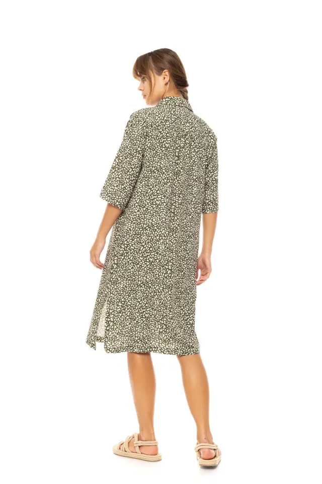 Beachwear Long B583 Ditsy Green Pink Label 3
