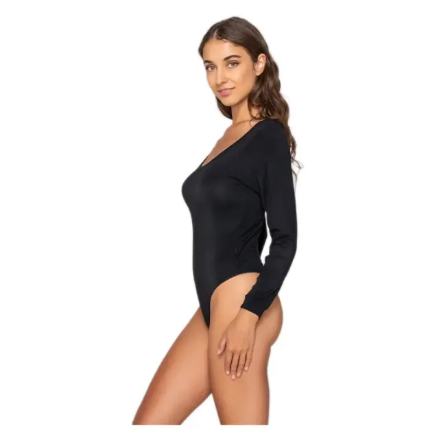 Luna Γυναικείο Κορμάκι String Μακρύ Μανίκι Micro Touch Comfort, Χρώμα Μαύρο 3