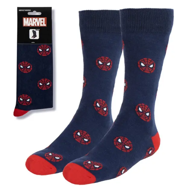 Spiderman Mini Head μακριά κάλτσα ενηλίκων Νο 38-45 Μπλε