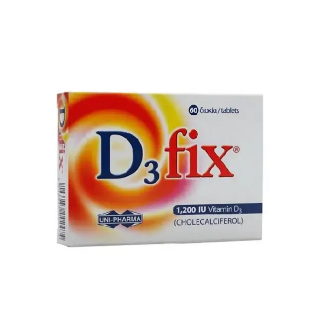 UNI-PHARMA D3 Fix Βιταμίνη D3 για δυνάτά οστά και αρθρώσεις 1.200iu, 60 ταμπλέτες 2