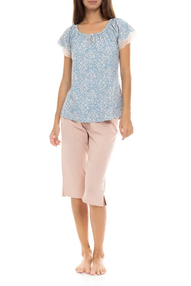 S1414 - Type - PYJAMA CAPRI PANTS BLUE FLOWER 2