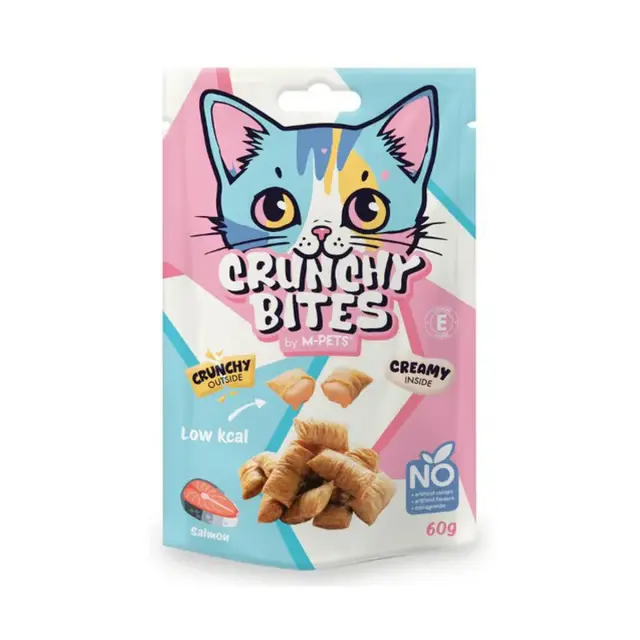 M-PETS Crunchy Bites Salmon 60gr Τραγανές Λιχουδιές Γάτας με Σολομό