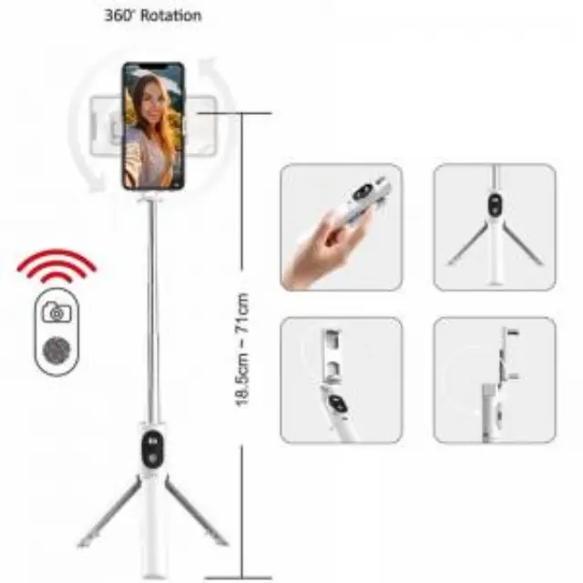 Ασύρματο Selfie Stick & Τρίποδο Blavec Coco P02 με Τηλεχειριστήριο για Smartphones Πλάτους 65mm έως 95mm Λευκό N71630 2