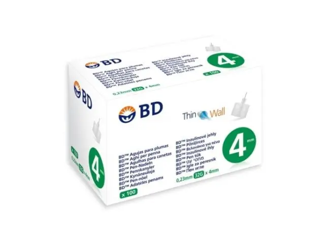 B-D Βελόνες για Πένα Ινσουλίνης 0,23mm 32G X 4mm 100τμχ