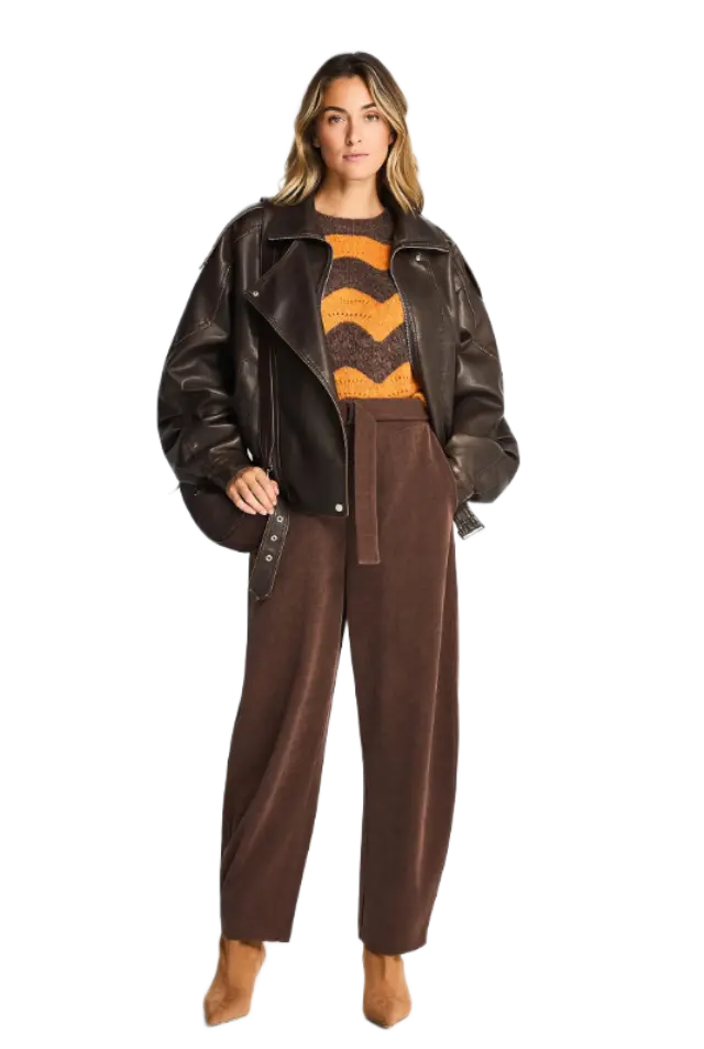FunkyBuddha γυναικείο κοτλέ παντελόνι jogger με ζώνη FBL014-144-02-2