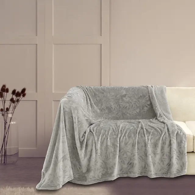Ριχτάρι Τριθέσιο 170x300 Melinen Flannel Aria Silver 100% Πολυέστερ