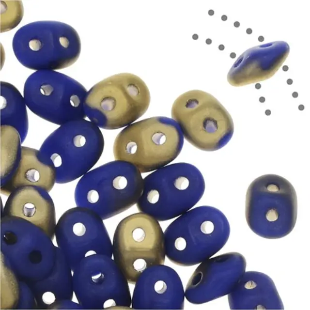 Χάντρα Superduo - Opaque Matte Royal Blue/Fool's Gold - 2.5x5mm ~7gr