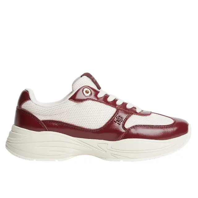 Γυναικεία Δερμάτινα Sneakers Tommy Hilfiger FW0FW09413-GNE Velvet Maroon Μπορντό - 36