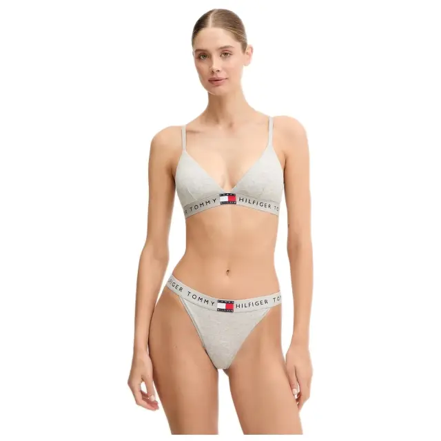 Tommy Hilfiger Γυναικείο String Tanga Flag Logo Waistband, Χρώμα Light Grey Heather 2