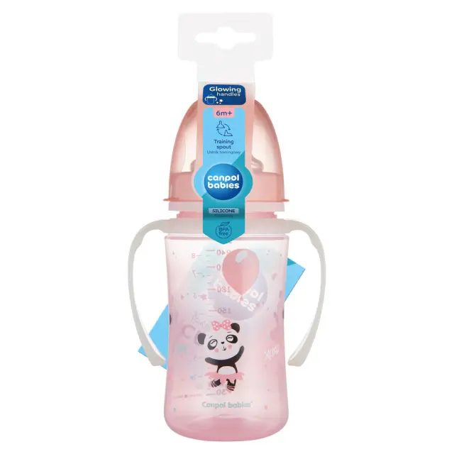 Εκπαιδευτικό Κύπελλο με Λαβές 240ml +6m Exotic Animals Canpol Pink 35/208 3