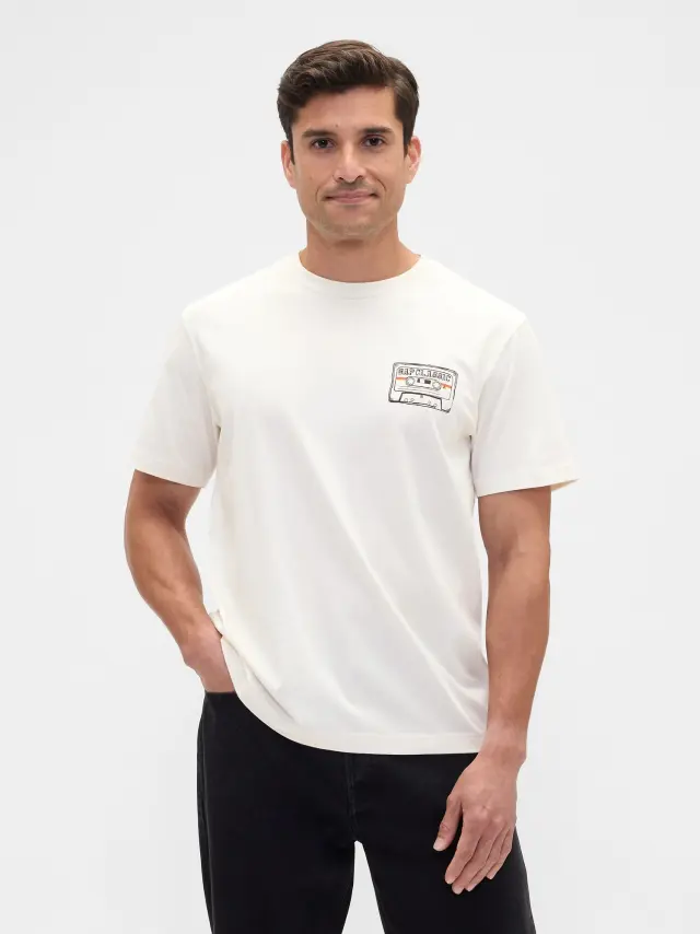 Everyday Soft Relaxed Μπλούζα με Σχέδια Ivory frost - XL