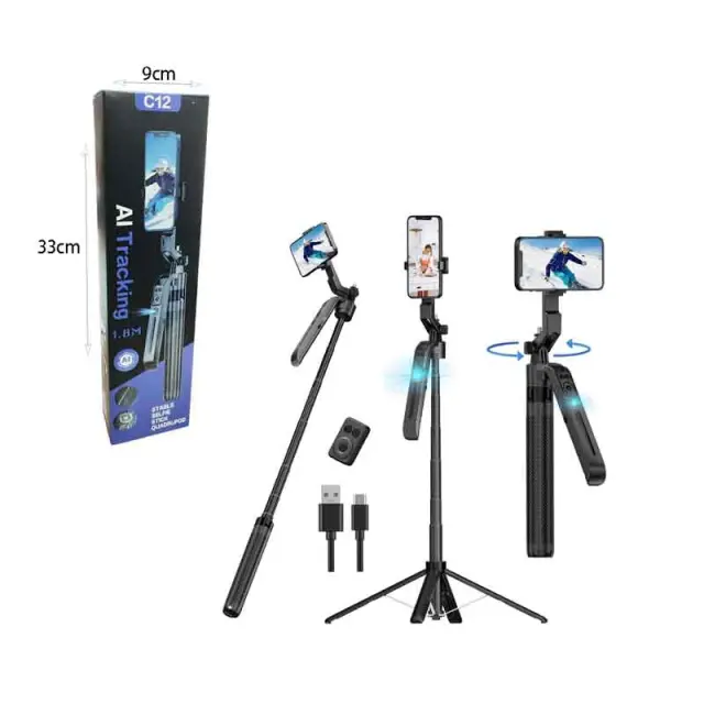 Selfie Stick Τρίποδο Με AI Tracking C12 – Selfie Stick Tripod With AI Tracking C12 030247 3