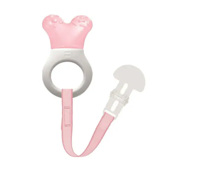 Mam Mini Cooler & Clip Μασητικό Πολύκρικος Οδοντοφυΐας με Νερό & Κορδέλα Στήριξης 2+ μηνών (555G) Ροζ, 1τμχ