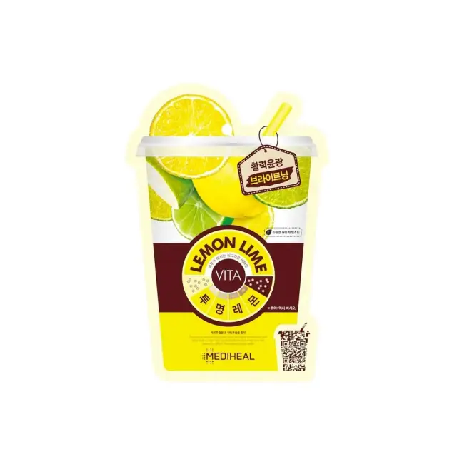 Mediheal Lemonlime Vita Face Sheet Mask, Υφασμάτινη Μάσκα Προσώπου για Λάμψη 20ml 1τμχ
