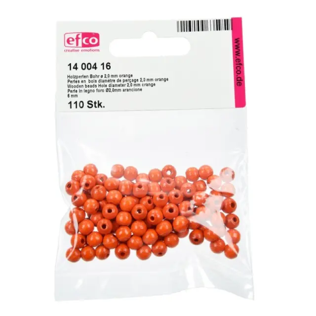 Efco Ξύλινες Χάντρες Ø6mm - Orange - 110τεμ
