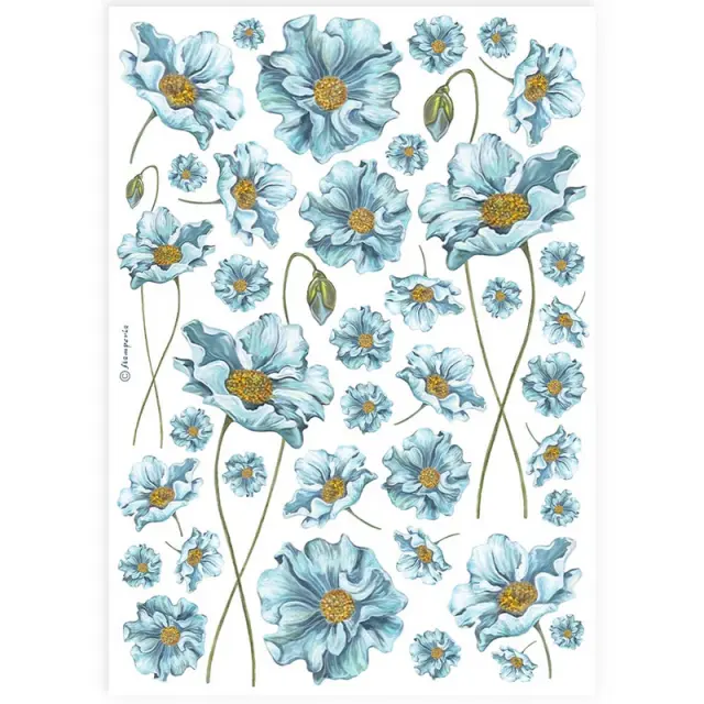 Ριζόχαρτο ντεκουπάζ Stamperia 21x29cm A4, Blue flowers