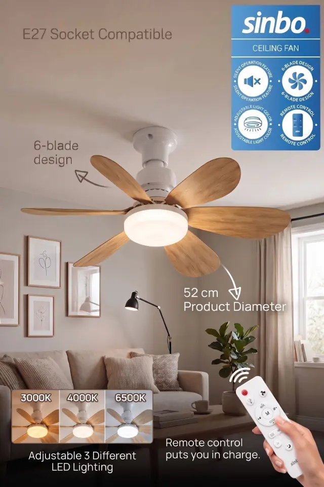 Ανεμιστήρας Οροφής Sinbo SF-7708-B 3