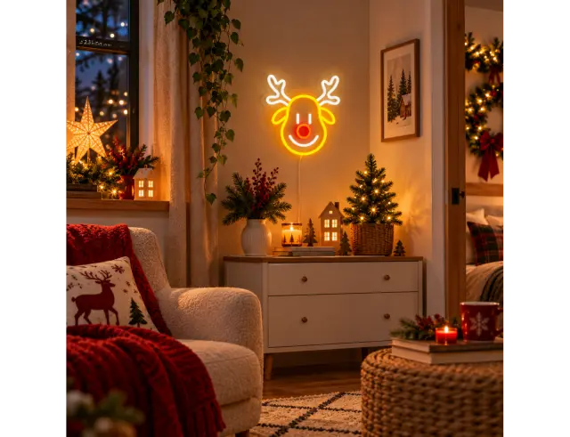 Διακοσμητικό Φωτιστικό Neon Reindeer Luca Lighting με Dimmer και διαστάσεις 25.5x1.5x23cm - USB 1167142
