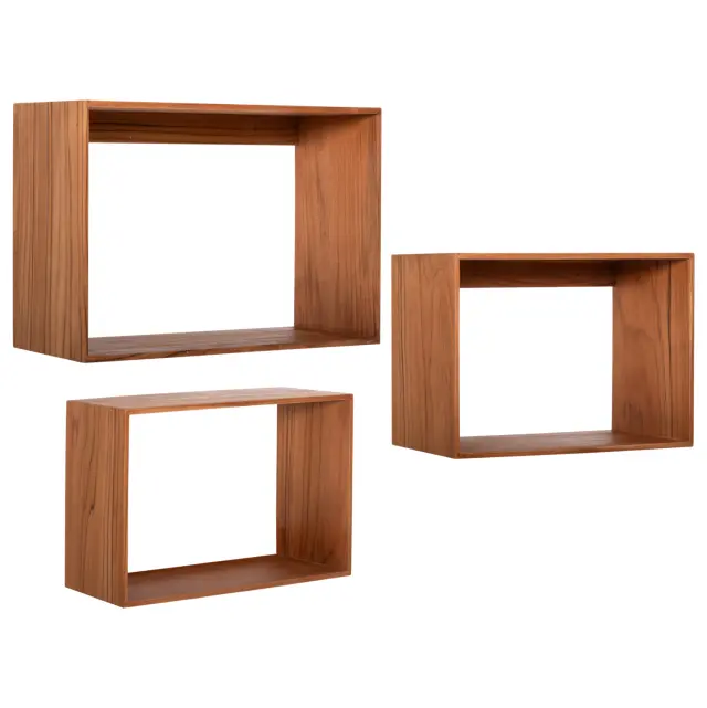 Ραφιέρα Chengis 3τμχ ξύλο Teak σε φυσικό χρώμα 60x20x38 εκ