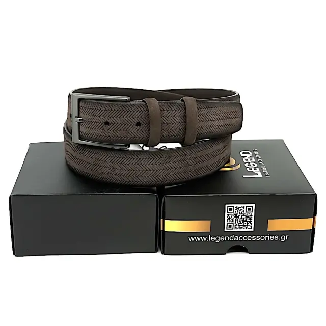 Καφέ Δερμάτινη Ζώνη Nubuck 3,5 cm 2