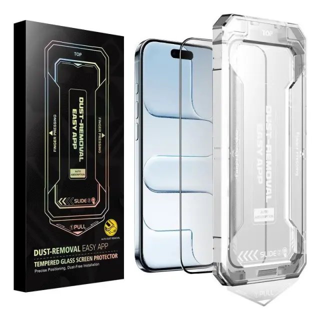 Full Cover Tempered Glass με Οδηγό για iPhone 17 Air-Black OEM