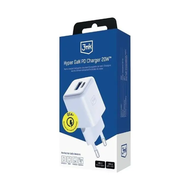 3mk Φορτιστής Hyper GaN Charger 20W QC4+ White