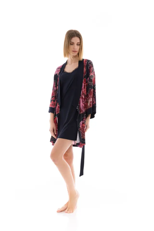 W1370 - Type - NIGHTGOWN SET 2PCS MAGENTA FLOWER - S 3