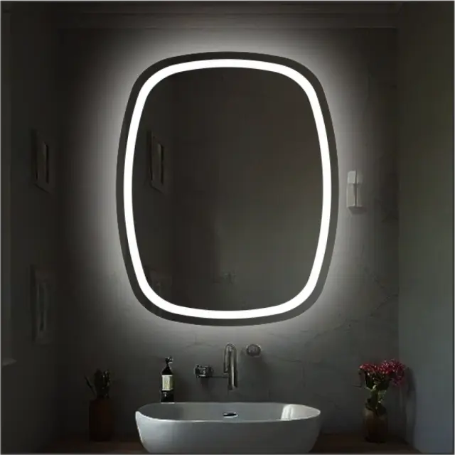 Stewehome Καθρέπτης LED με Λευκό Πλαίσιο 65x80x80 cm 3